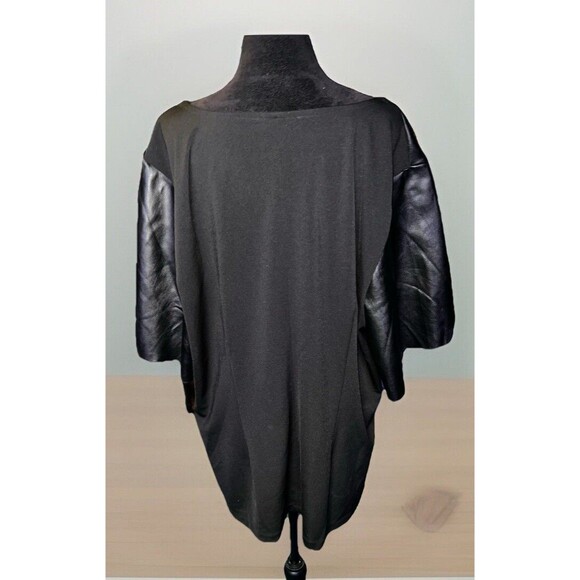 ELOQUII Suede Blend Top Blouse Womens PLUS Sz 22 Black Short Sleeve Vneck - Picture 6 of 8